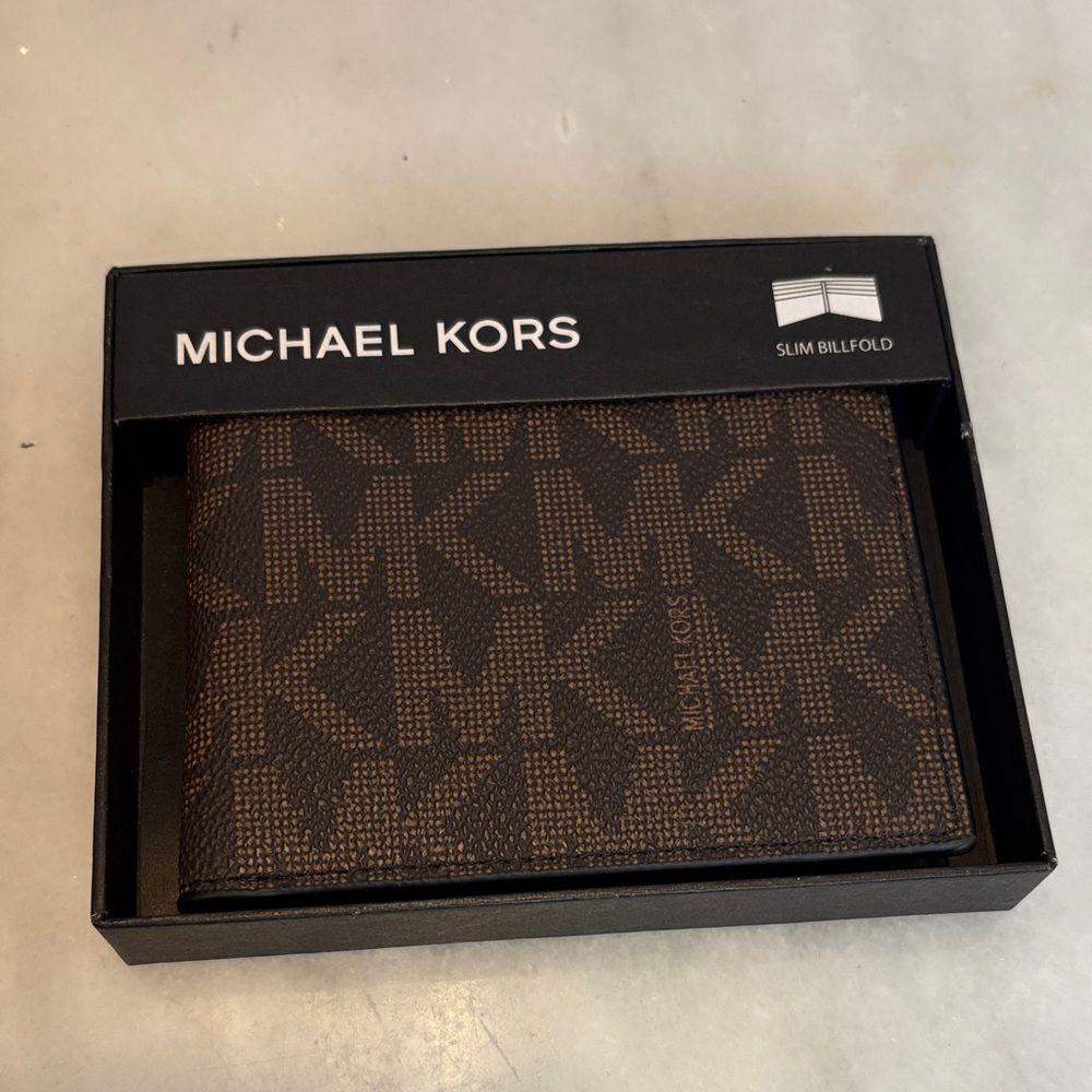 Michael Kors Wallet Leather Coated Canvas Signature Men's Slim Billfold Monogram